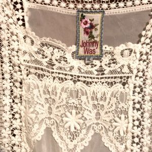 Johnny Was Ivory Lace Crop Top
